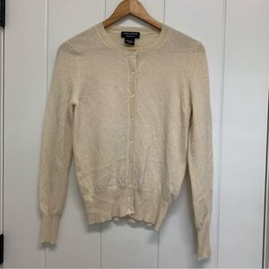 Lord & Taylor Cashmere Button Up Cream Cardigan Sweater